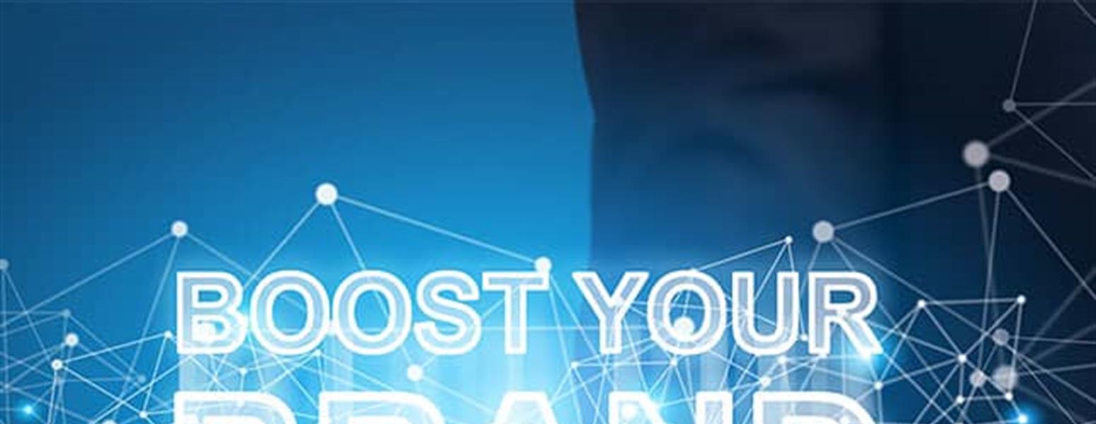Image of glowing text reading "boost your brand"